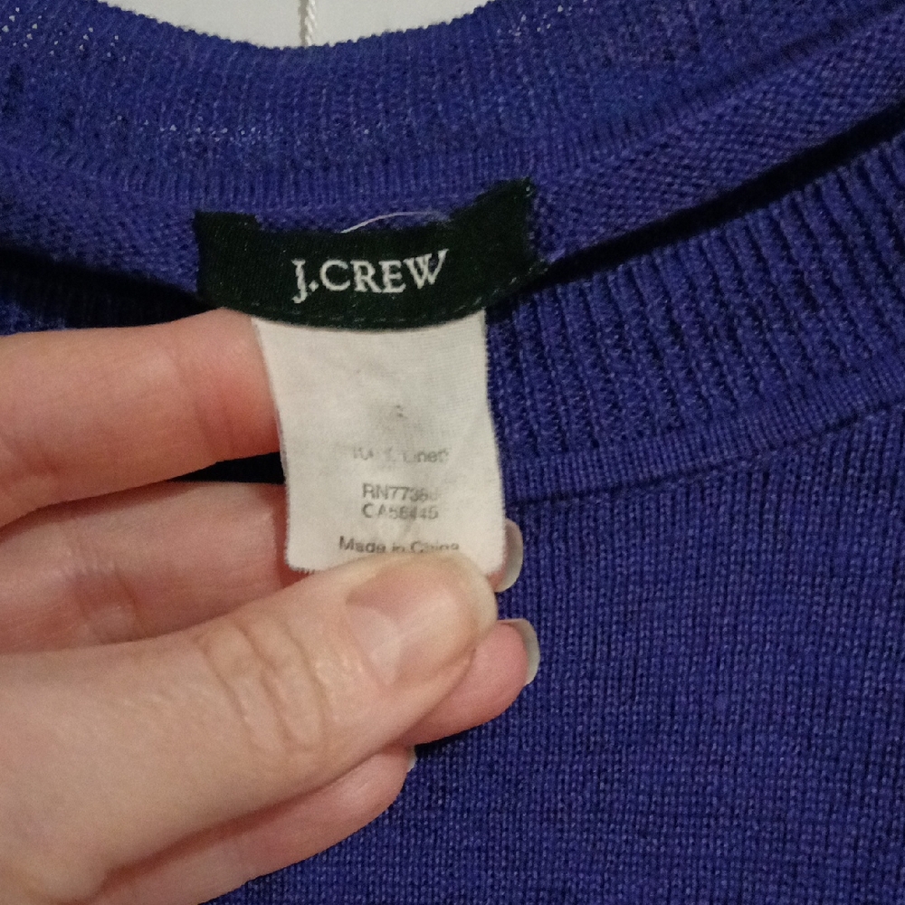 J. Crew Purple Crew Neck Sweater Knit Fitted - Picture 2 of 3